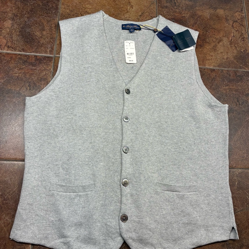 NWT Brooks Brothers Supima Cotton Light Gray Men's Vest